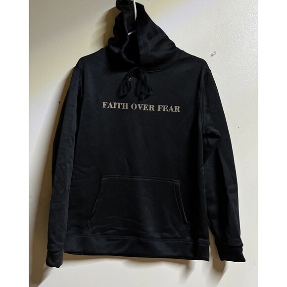 NWOT Faith Over Fear Christian Hoodie Adult M / L Sweatshirt Sweatshirt  Black - Picture 1 of 6